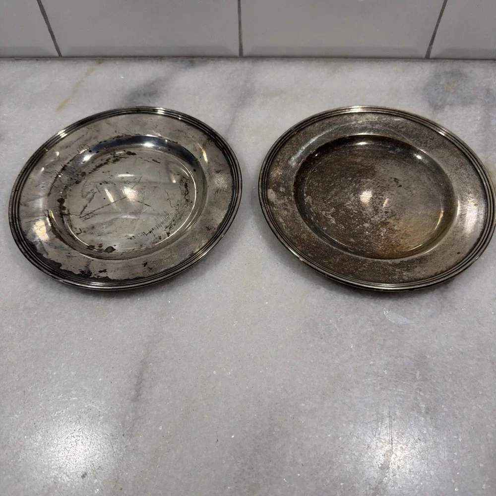 Set Of 2 Saint Hilaire Vintage Metal Plate Tray (K331)